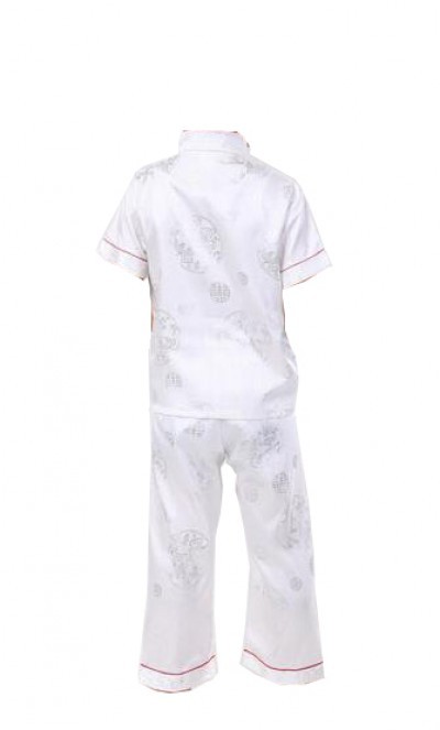 SKCC002 makes children's Tang suit, customizes boys' Tang suit style performance clothes, makes children's Tang suit style and children's Tang suit garment factory back view